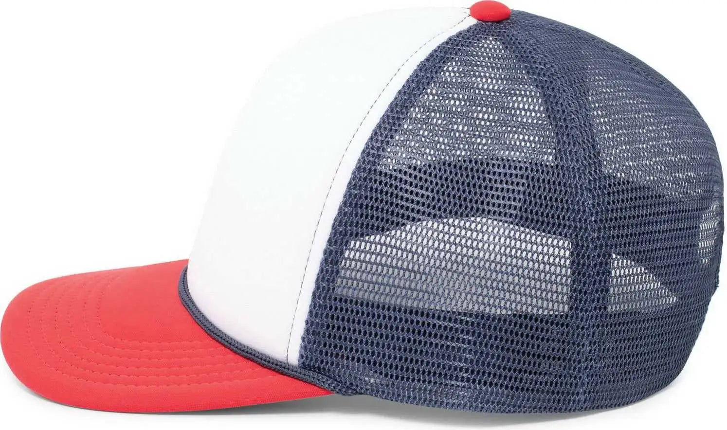 Pacific Headwear P782 Foamie Fresh Trucker Cap - White Navy Red - White Red / 7’’ - 7 7/8’’