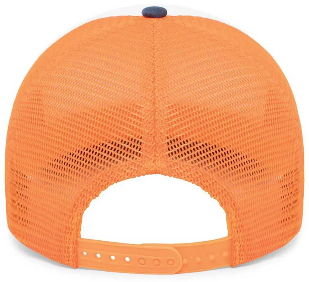 Pacific Headwear P782 Foamie Fresh Trucker Cap - White Orange Navy - White Orange / 7’’ - 7 7/8’’