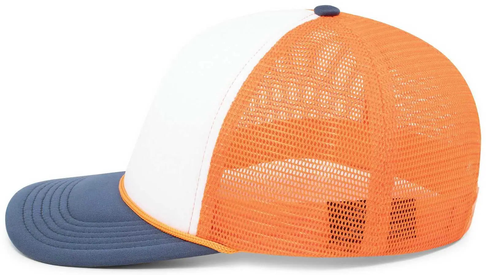 Pacific Headwear P782 Foamie Fresh Trucker Cap - White Orange Navy - White Orange / 7’’ - 7 7/8’’