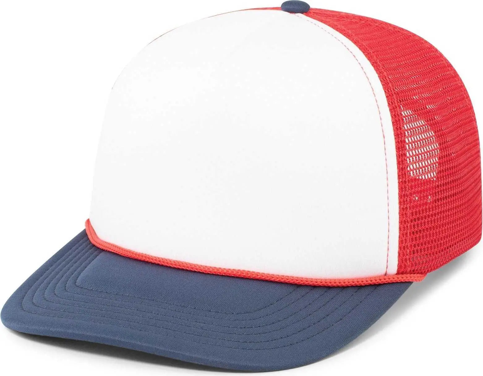 Pacific Headwear P782 Foamie Fresh Trucker Cap White Red Navy White Navy / 7’’ 7 7/8’’