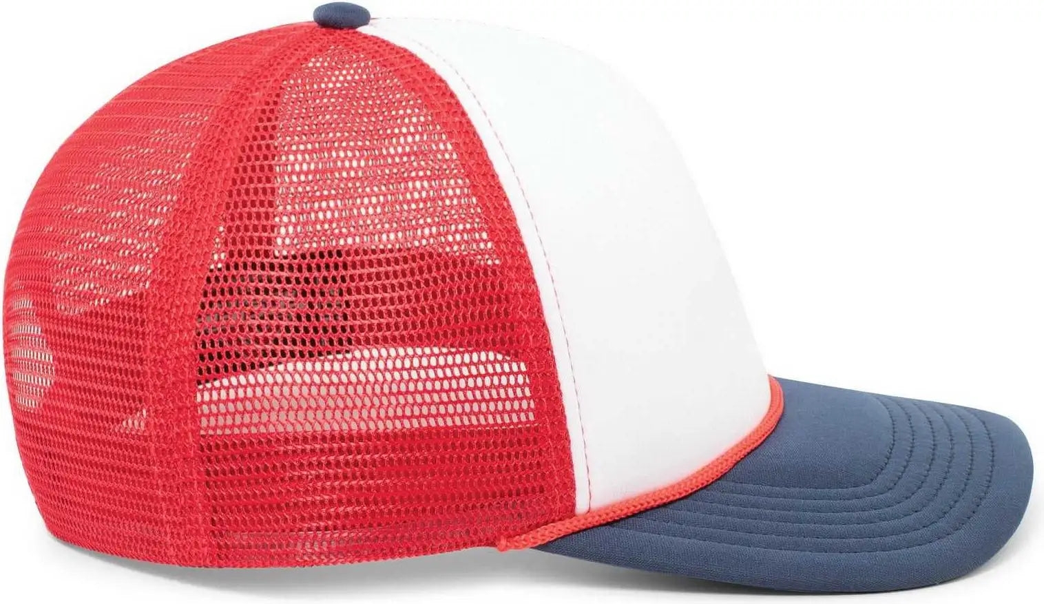 Pacific Headwear P782 Foamie Fresh Trucker Cap - White Red Navy - White Navy / 7’’ - 7 7/8’’