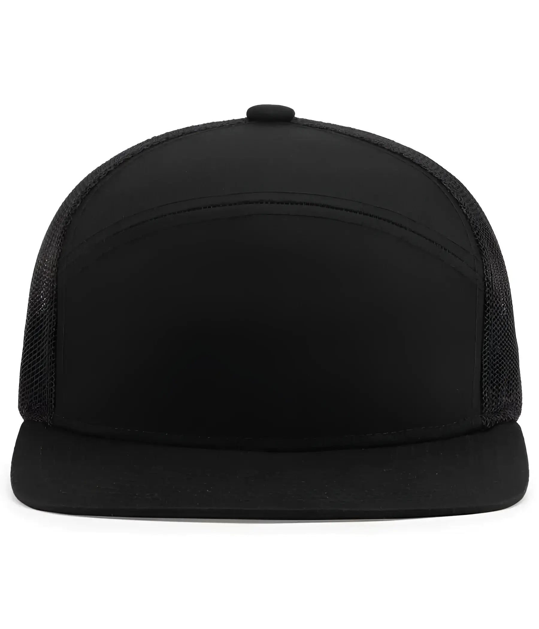 Pacific Headwear P787 6-Panel Arch Trucker Snapback Cap - Black - Black / 7’’ - 7 7/8’’