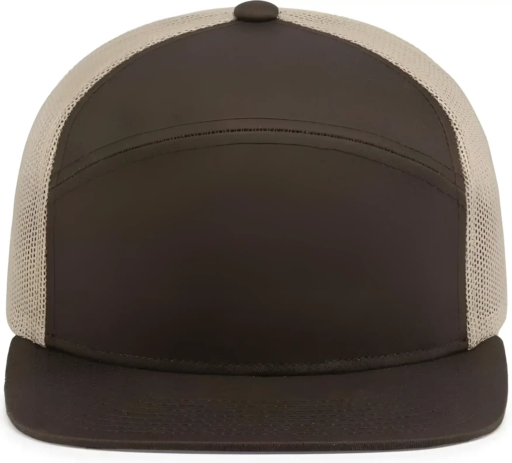 Pacific Headwear P787 6-Panel Arch Trucker Snapback Cap - Brown Khaki Brown - Brown Khaki Brown / 7’’ - 7 7/8’’