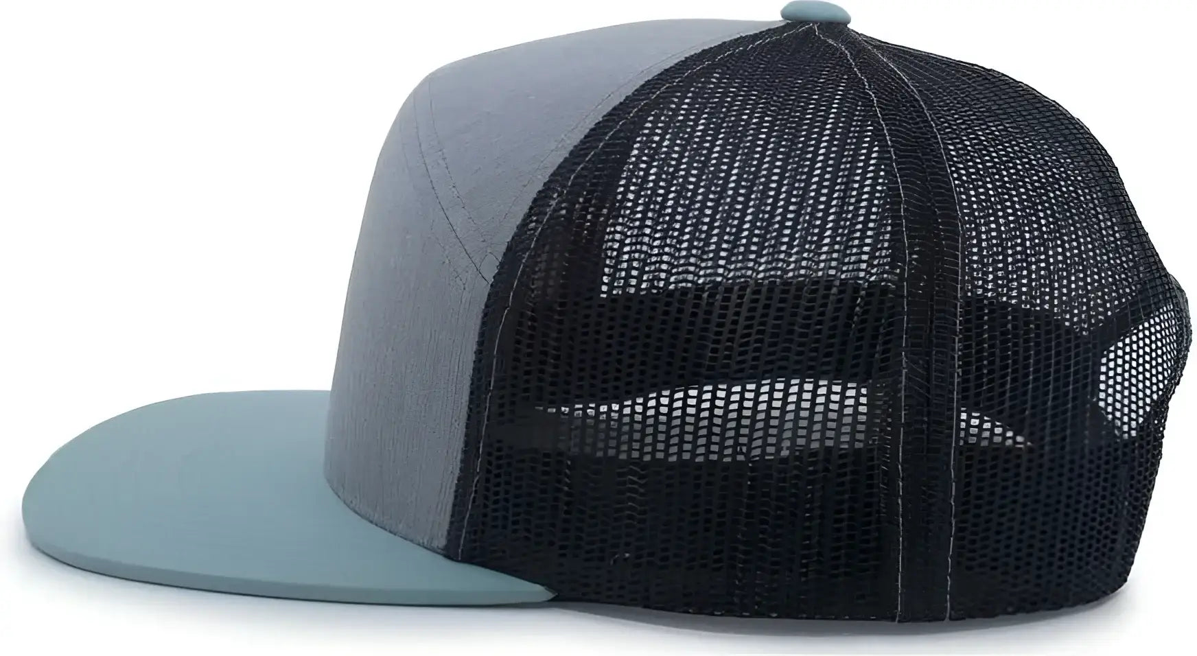 Pacific Headwear P787 6-Panel Arch Trucker Snapback Cap - Heather Grey Smoke Blue - Heather Grey Smoke Blue / 7’’ - 7