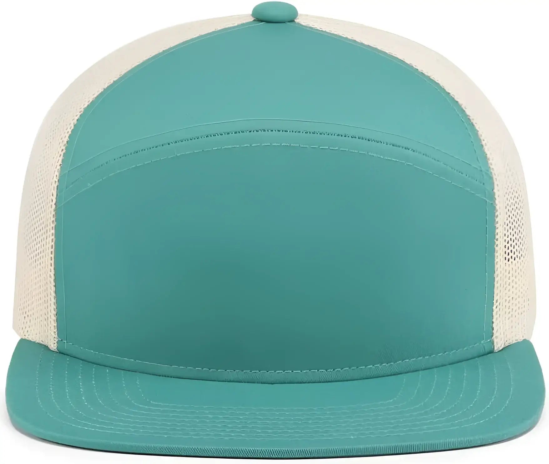 Pacific Headwear P787 6-Panel Arch Trucker Snapback Cap - Teal Beige Teal - Teal Beige Teal / 7’’ - 7 7/8’’
