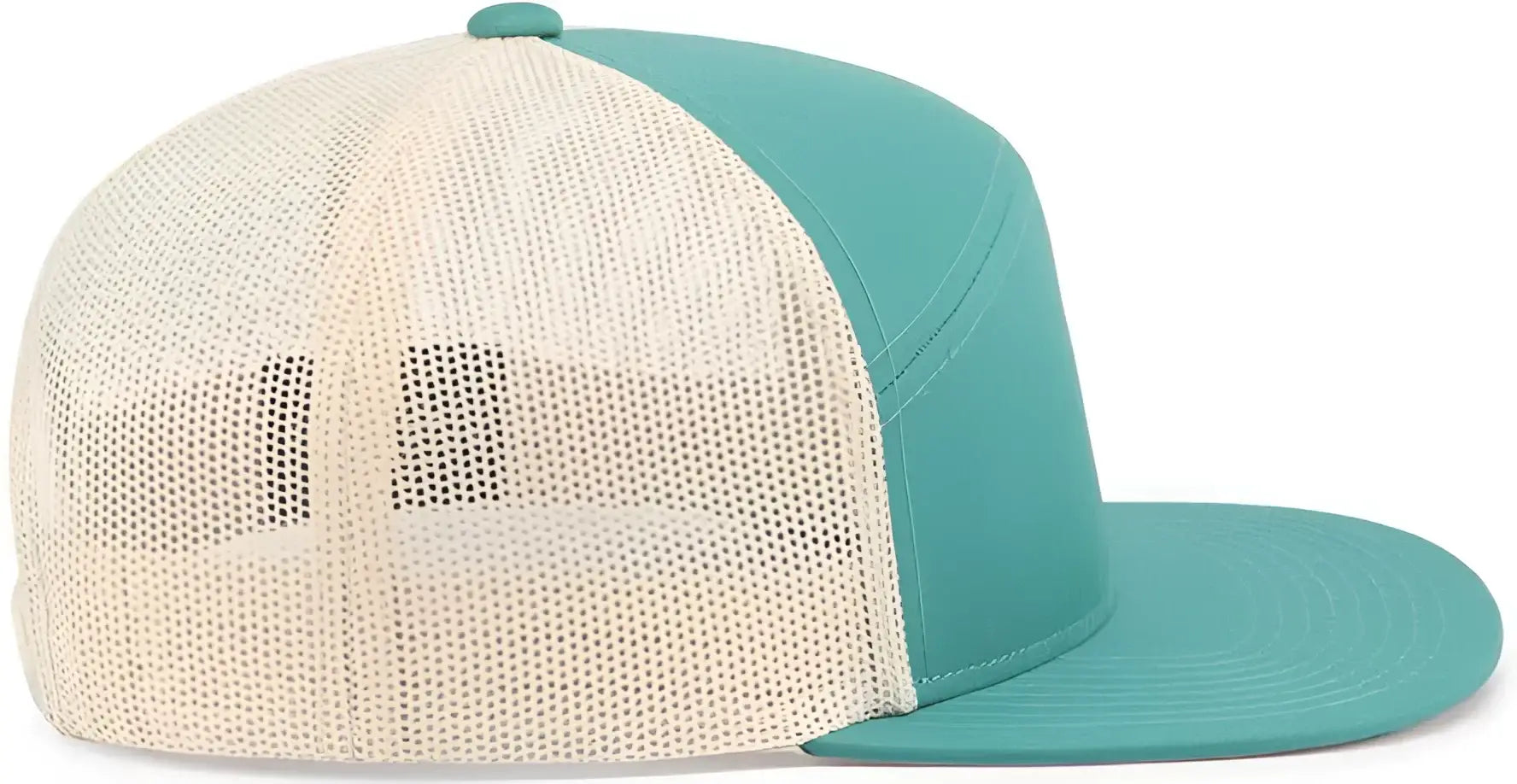 Pacific Headwear P787 6-Panel Arch Trucker Snapback Cap - Teal Beige Teal - Teal Beige Teal / 7’’ - 7 7/8’’