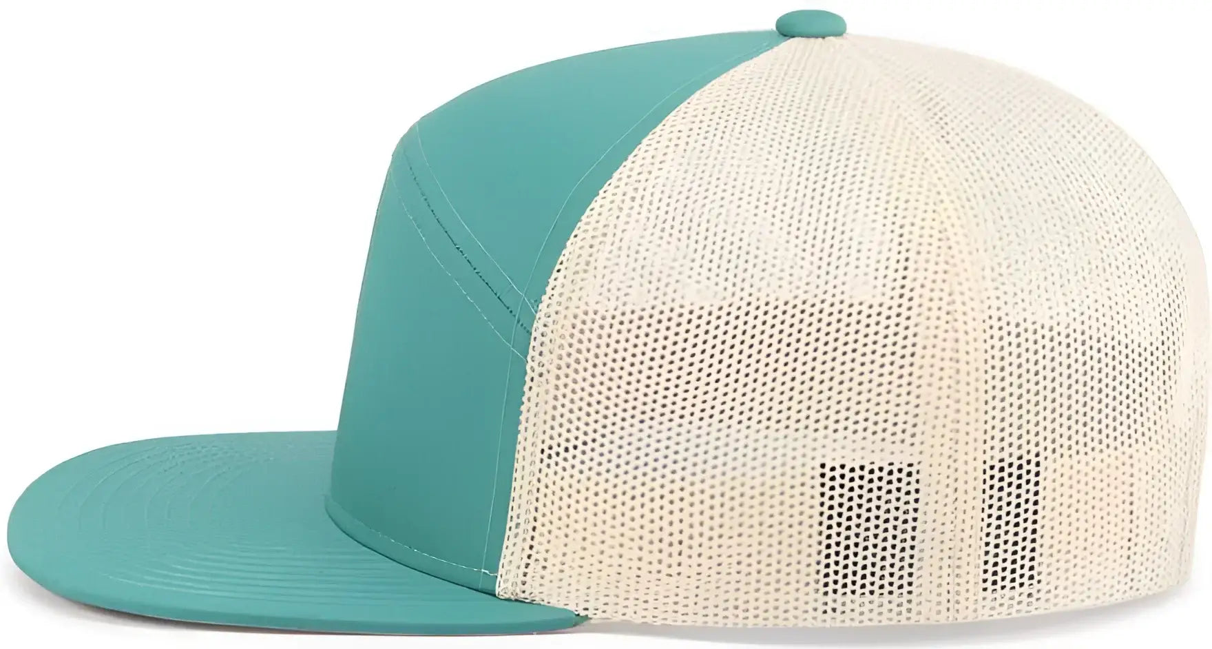 Pacific Headwear P787 6-Panel Arch Trucker Snapback Cap - Teal Beige Teal - Teal Beige Teal / 7’’ - 7 7/8’’