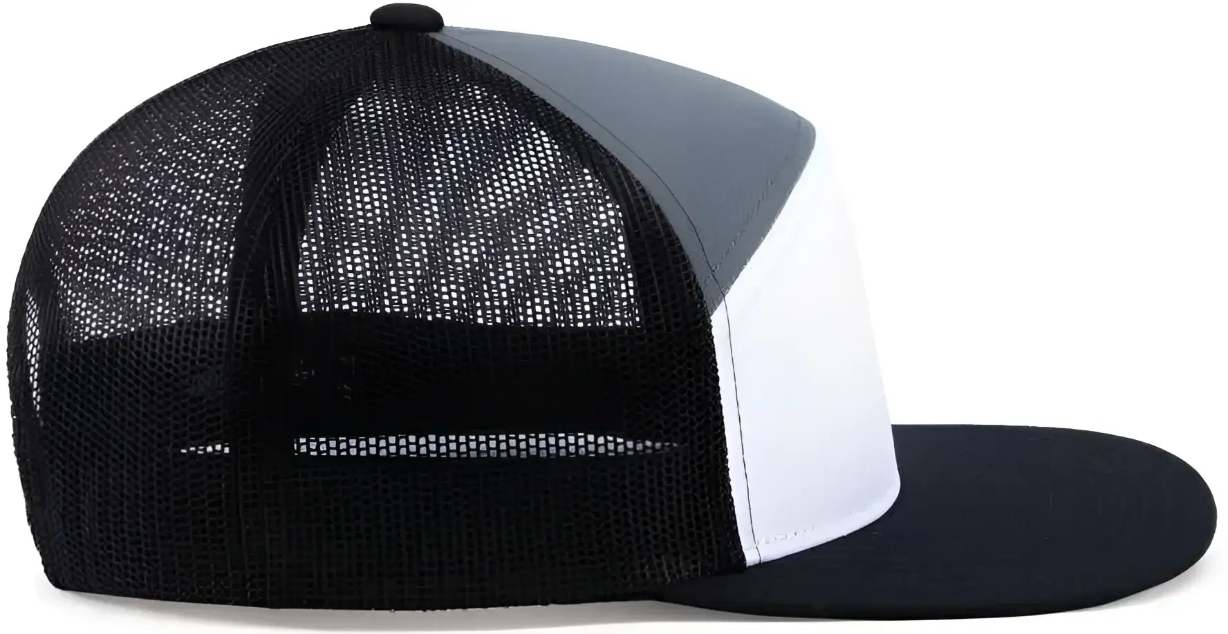 Pacific Headwear P787 6-Panel Arch Trucker Snapback Cap - White Graphite Black - White Graphite Black / 7’’ - 7 7/8’’