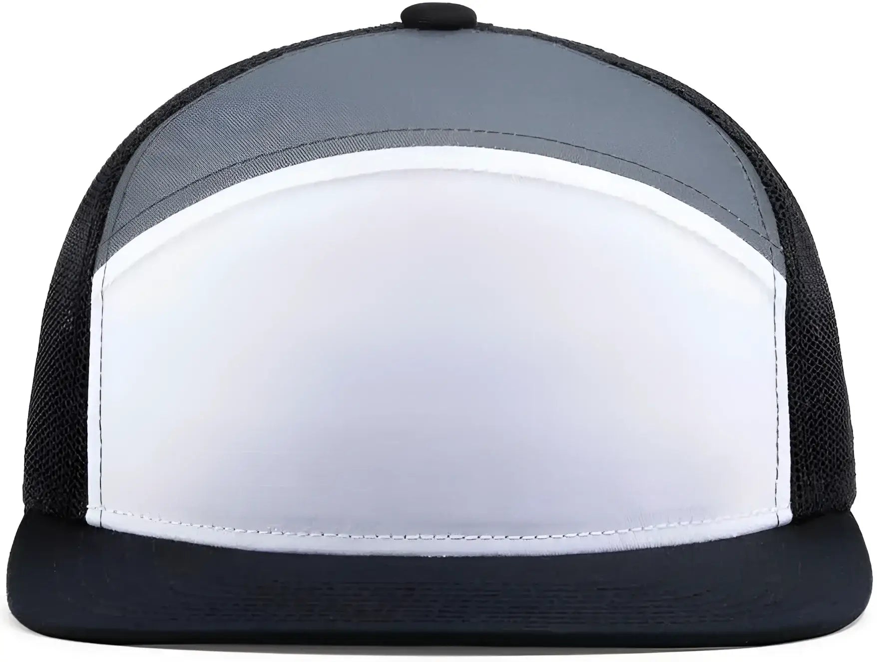 Pacific Headwear P787 6-Panel Arch Trucker Snapback Cap - White Graphite Black - White Graphite Black / 7’’ - 7 7/8’’