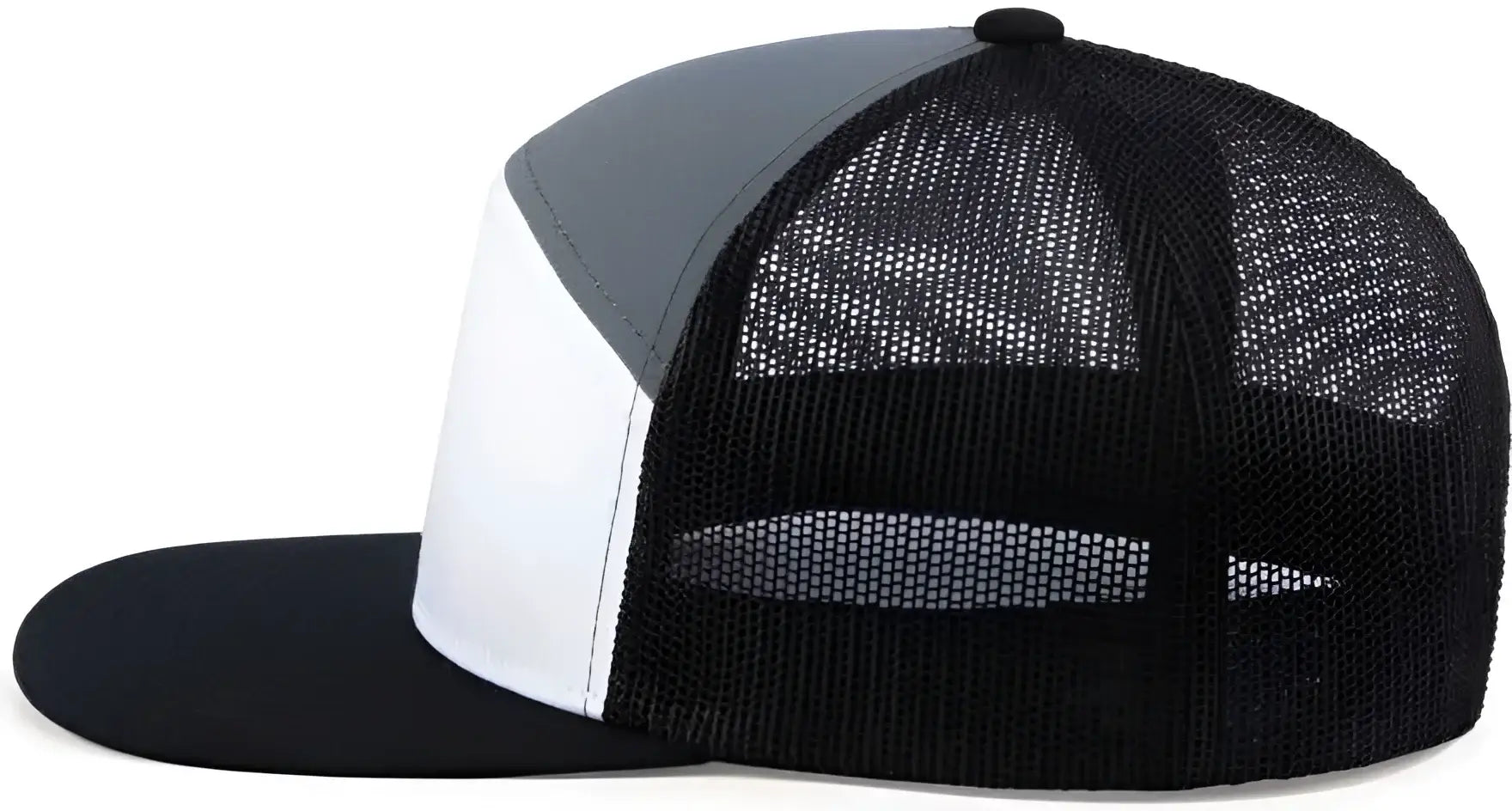 Pacific Headwear P787 6-Panel Arch Trucker Snapback Cap - White Graphite Black - White Graphite Black / 7’’ - 7 7/8’’