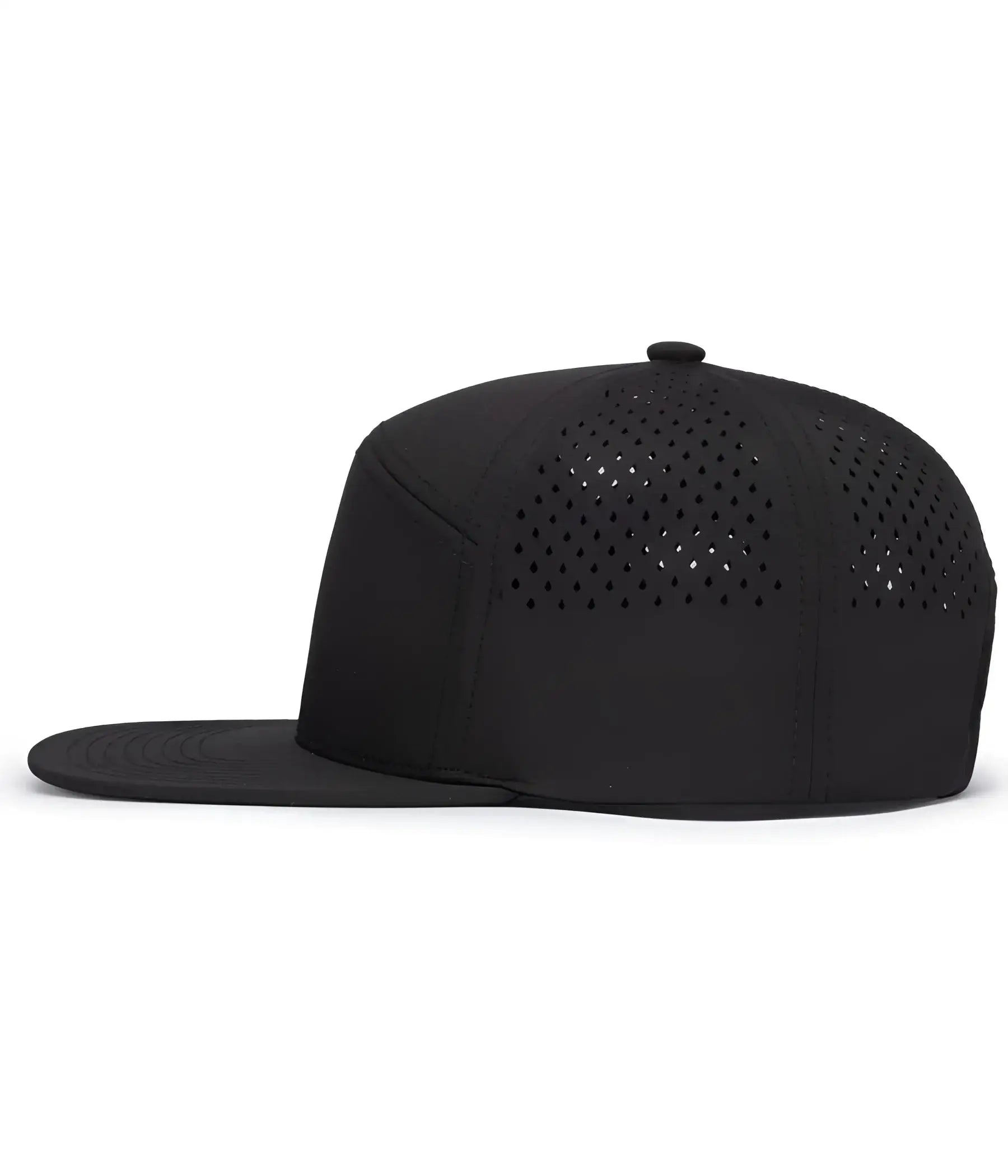 Pacific Headwear P788 Perforated 6-Panel Arch Cap - Black - Black / 7’’ - 7 7/8’’