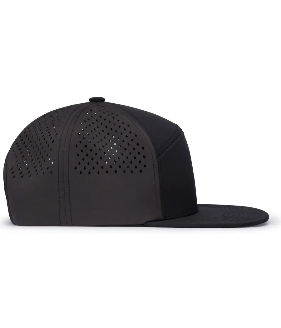 Pacific Headwear P788 Perforated 6-Panel Arch Cap - Black Charcoal Black - Black Charcoal Black / 7’’ - 7 7/8’’