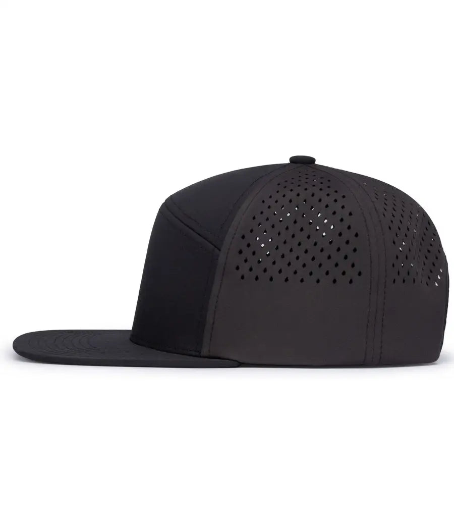 Pacific Headwear P788 Perforated 6-Panel Arch Cap - Black Charcoal Black - Black Charcoal Black / 7’’ - 7 7/8’’