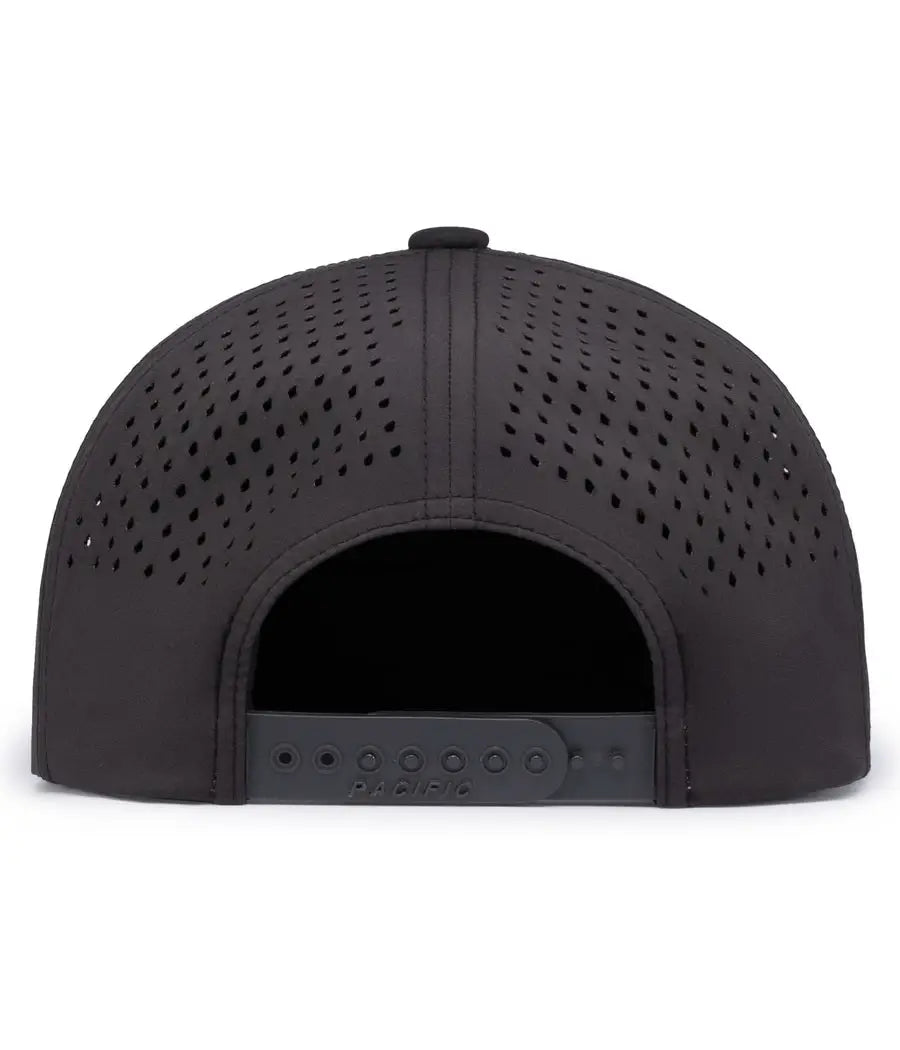 Pacific Headwear P788 Perforated 6-Panel Arch Cap - Black Charcoal Black - Black Charcoal Black / 7’’ - 7 7/8’’