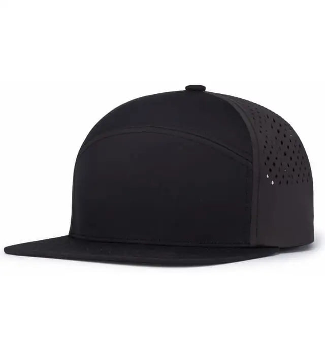 Pacific Headwear P788 Perforated 6-Panel Arch Cap - Black Charcoal Black - Black Charcoal Black / 7’’ - 7 7/8’’