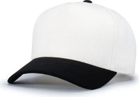 Pacific Headwear P814 Heritage 5-Panel Snapback Cap - Vintage White Black - Vintage White Black / One Size Fits Most