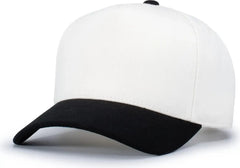 Pacific Headwear P814 Heritage 5-Panel Snapback Cap - Vintage White Black - Vintage White Black / One Size Fits Most
