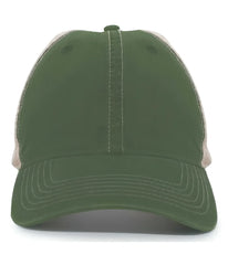 Pacific Headwear V37 Broken-In Trucker Mesh Snapback Cap - Dark Green Tan - Forest Tan / 7’’ - 7 7/8’’