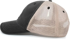 Pacific Headwear V37 Vintage Dirty Trucker Snapback Cap - Black Tan Black - Black Tan Black / 7’’ - 7 7/8’’