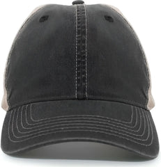 Pacific Headwear V37 Vintage Dirty Trucker Snapback Cap - Black Tan Black - Black Tan Black / 7’’ - 7 7/8’’