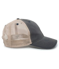 Pacific Headwear V37 Vintage Dirty Trucker Snapback Cap - Navy Tan Navy - Navy Tan Navy / 7’’ - 7 7/8’’