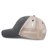 Pacific Headwear V37 Vintage Dirty Trucker Snapback Cap - Navy Tan Navy - Navy Tan Navy / 7’’ - 7 7/8’’