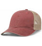 Pacific Headwear V37 Vintage Dirty Trucker Snapback Cap - Red Tan Red - Red Tan Red / 7’’ - 7 7/8’’