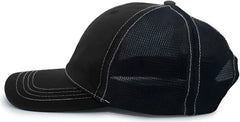 Pacific Headwear V67 Vintage Trucker Mesh Snapback Cap - Black Black - Black / 7’’ - 7 7/8’’