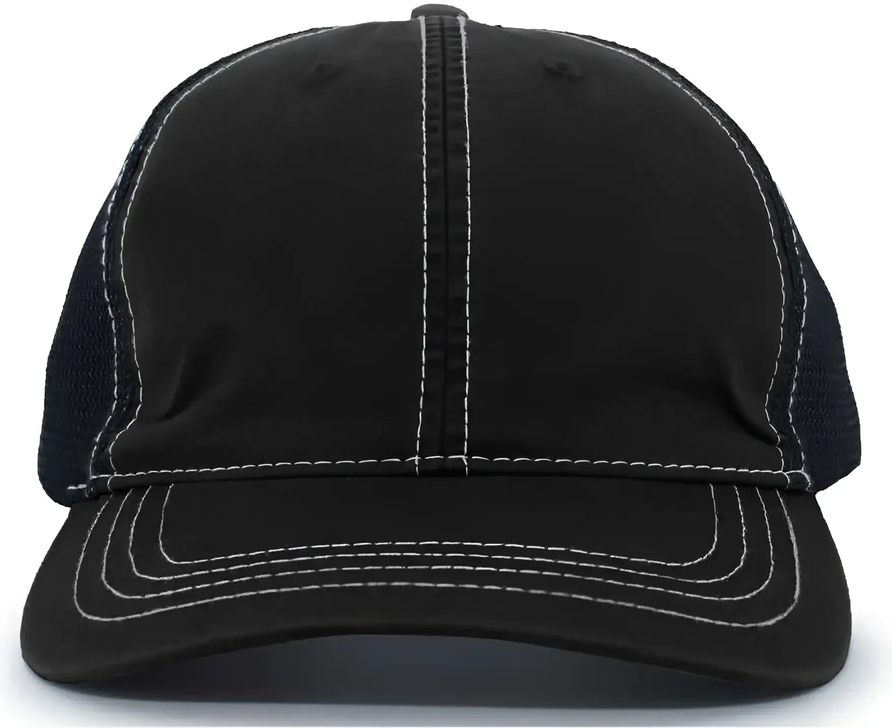 Pacific Headwear V67 Vintage Trucker Mesh Snapback Cap - Black Black - Black / 7’’ - 7 7/8’’