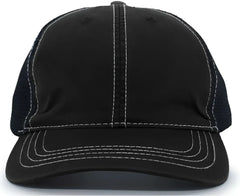 Pacific Headwear V67 Vintage Trucker Mesh Snapback Cap - Black Black - Black / 7’’ - 7 7/8’’