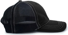 Pacific Headwear V67 Vintage Trucker Mesh Snapback Cap - Black Black - Black / 7’’ - 7 7/8’’
