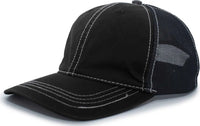 Pacific Headwear V67 Vintage Trucker Mesh Snapback Cap - Black Black - Black / 7’’ - 7 7/8’’