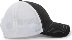 Pacific Headwear V67 Vintage Trucker Mesh Snapback Cap - Black White - Black White / 7’’ - 7 7/8’’