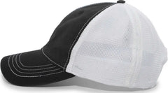 Pacific Headwear V67 Vintage Trucker Mesh Snapback Cap - Black White - Black White / 7’’ - 7 7/8’’