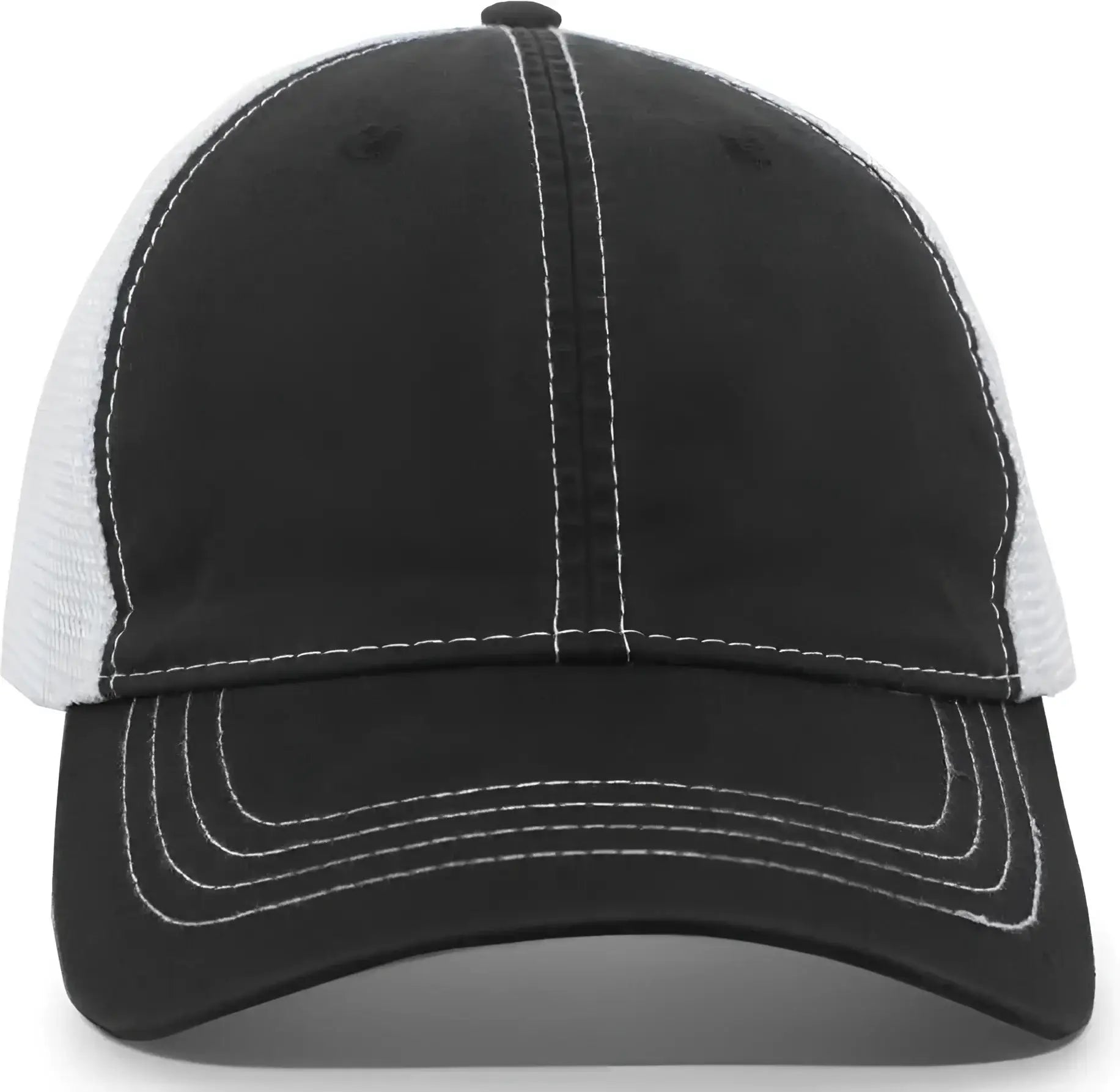 Pacific Headwear V67 Vintage Trucker Mesh Snapback Cap - Black White - Black White / 7’’ - 7 7/8’’