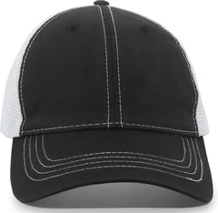 Pacific Headwear V67 Vintage Trucker Mesh Snapback Cap - Black White - Black White / 7’’ - 7 7/8’’