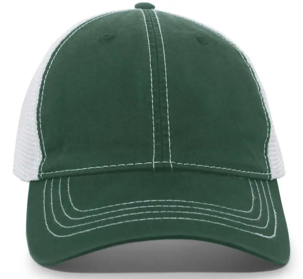 Pacific Headwear V67 Vintage Trucker Mesh Snapback Cap - Dark Green White - Forest White / 7’’ - 7 7/8’’