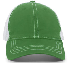 Pacific Headwear V67 Vintage Trucker Mesh Snapback Cap - Kelly White - Kelly White / 7’’ - 7 7/8’’