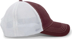 Pacific Headwear V67 Vintage Trucker Mesh Snapback Cap - Maroon White - Maroon White / 7’’ - 7 7/8’’