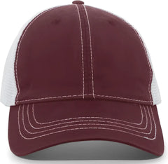 Pacific Headwear V67 Vintage Trucker Mesh Snapback Cap - Maroon White - Maroon White / 7’’ - 7 7/8’’