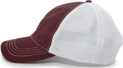 Pacific Headwear V67 Vintage Trucker Mesh Snapback Cap - Maroon White - Maroon White / 7’’ - 7 7/8’’