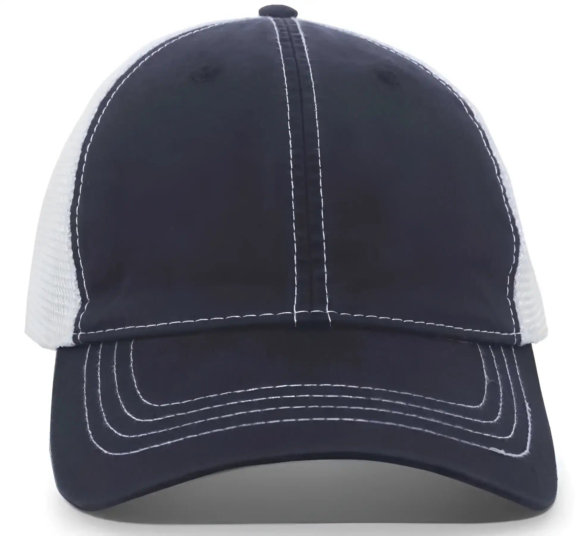 Pacific Headwear V67 Vintage Trucker Mesh Snapback Cap - Navy White - Navy White / 7’’ - 7 7/8’’