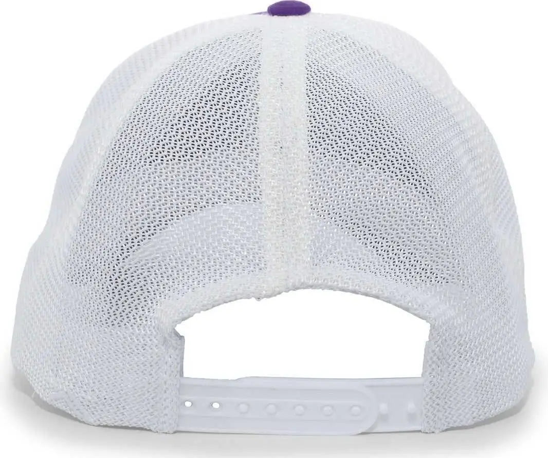Pacific Headwear V67 Vintage Trucker Mesh Snapback Cap - Purple White - Purple White / 7’’ - 7 7/8’’