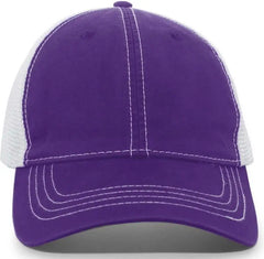 Pacific Headwear V67 Vintage Trucker Mesh Snapback Cap - Purple White - Purple White / 7’’ - 7 7/8’’