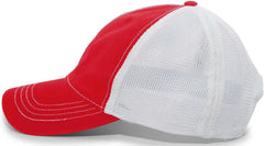 Pacific Headwear V67 Vintage Trucker Mesh Snapback Cap - Red White - Red White / 7’’ - 7 7/8’’