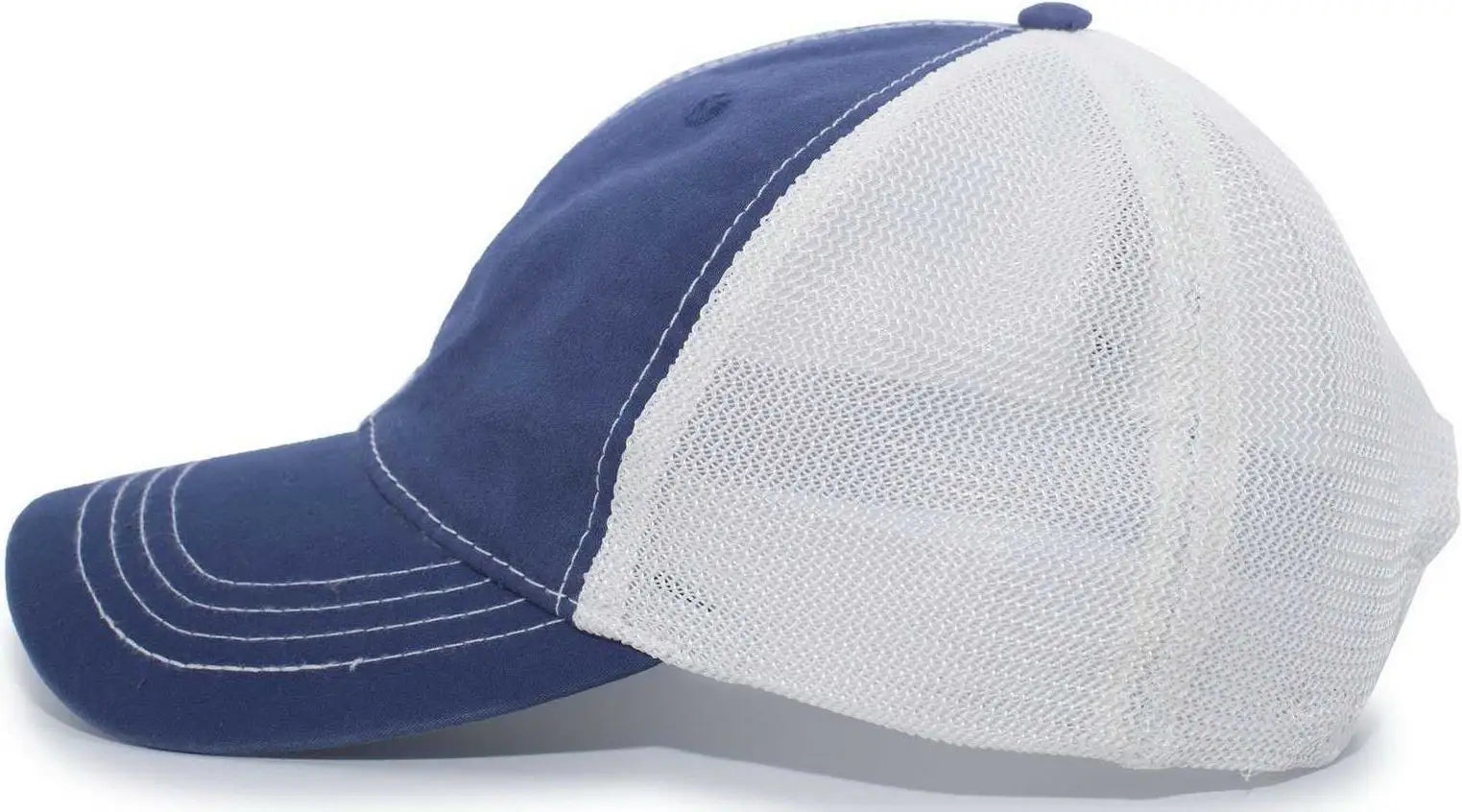 Pacific Headwear V67 Vintage Trucker Mesh Snapback Cap - Royal White - Royal White / 7’’ - 7 7/8’’