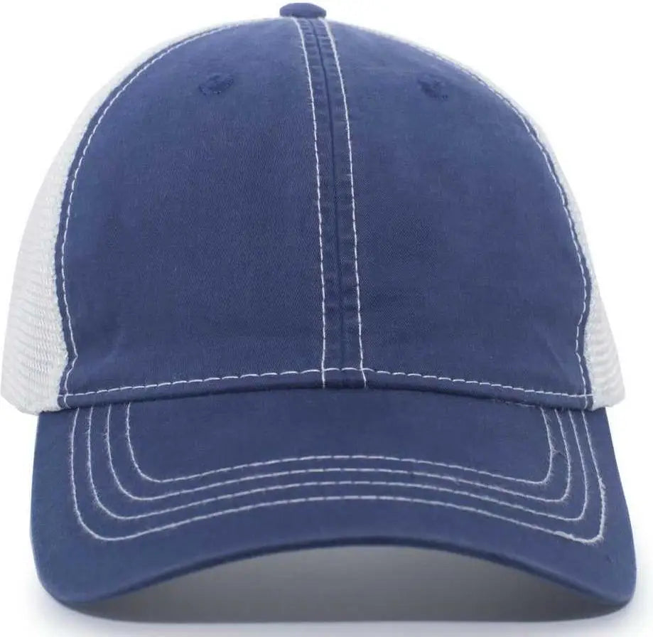 Pacific Headwear V67 Vintage Trucker Mesh Snapback Cap - Royal White - Royal White / 7’’ - 7 7/8’’