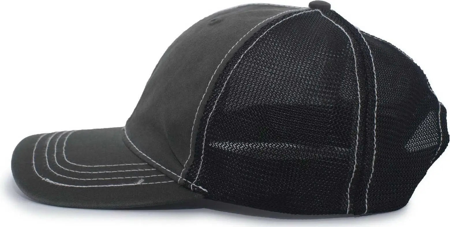 Pacific Headwear V67 Vintage Trucker Snapback Cap - Charcoal Black Charcoal - Charcoal Black Charcoal / 7’’ - 7 7/8’’