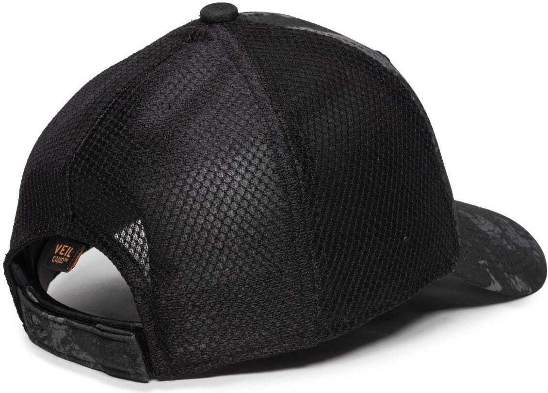 OC Sports PFC150M Performance Camo Mesh-Back Cap - Veil Tac-Black Black | HIT a Double