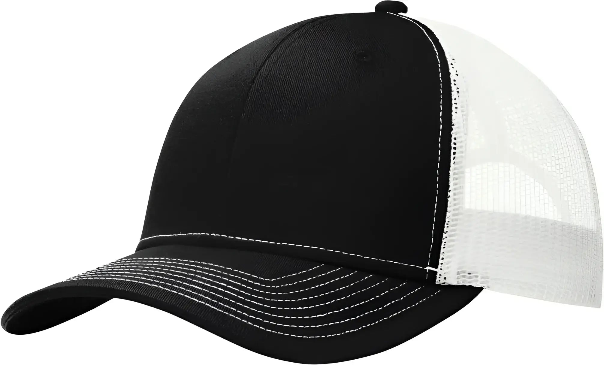 Port Authority C112 Snapback Trucker Cap - Black White - Black White / One Size Fits Most